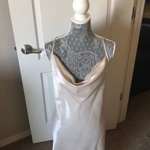 Champagne long silky prom dress